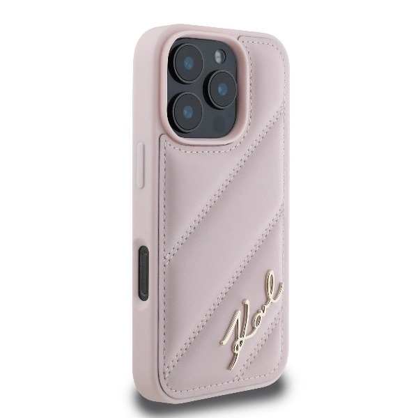 Zdjęcie do “Karl Lagerfeld Quilted Signature iPhone różowy - etui iPhone 16 Pro Max”.