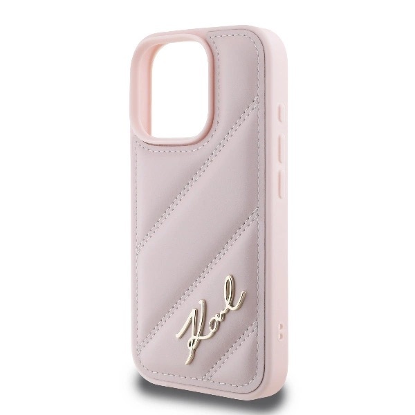 Zdjęcie do “Karl Lagerfeld Quilted Signature iPhone różowy - etui iPhone 16 Pro Max”.