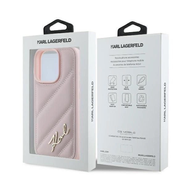 Zdjęcie do “Karl Lagerfeld Quilted Signature iPhone różowy - etui iPhone 16 Pro Max”.