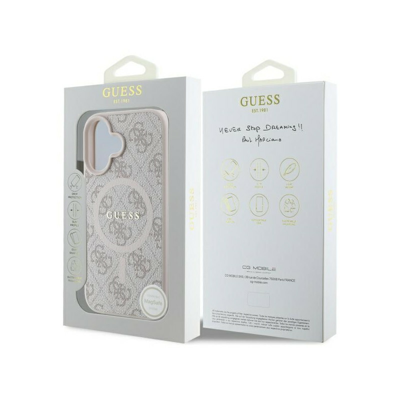 Zdjęcie do “Guess 4G Ring Classic Logo MS różowy - etui iPhone 16”.