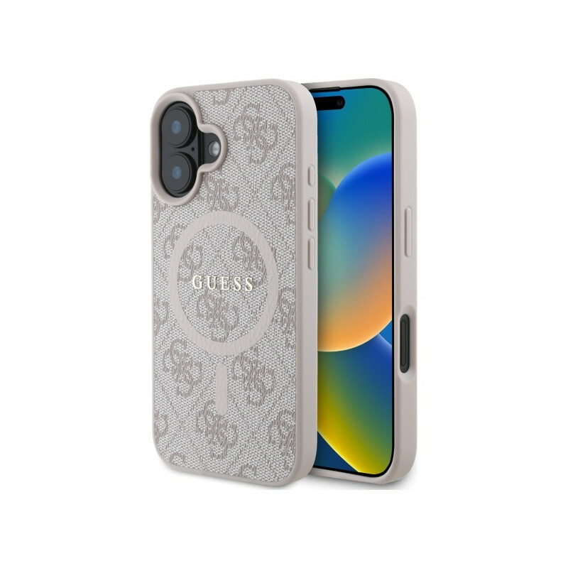 Zdjęcie do “Guess 4G Ring Classic Logo MS różowy - etui iPhone 16”.