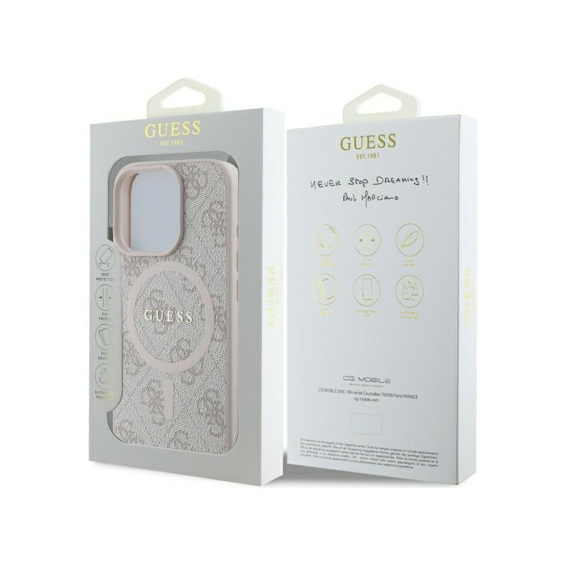 Zdjęcie do “Guess 4G Ring Classic Logo MS różowy - etui iPhone 16 Pro Max”.