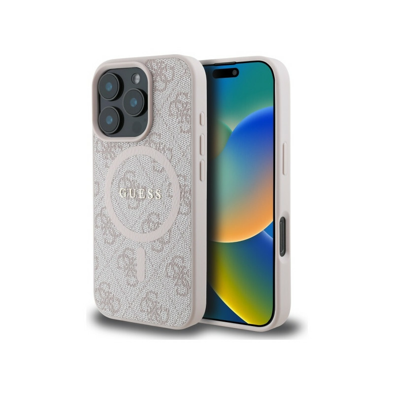 Zdjęcie do “Guess 4G Ring Classic Logo MS różowy - etui iPhone 16 Pro Max”.