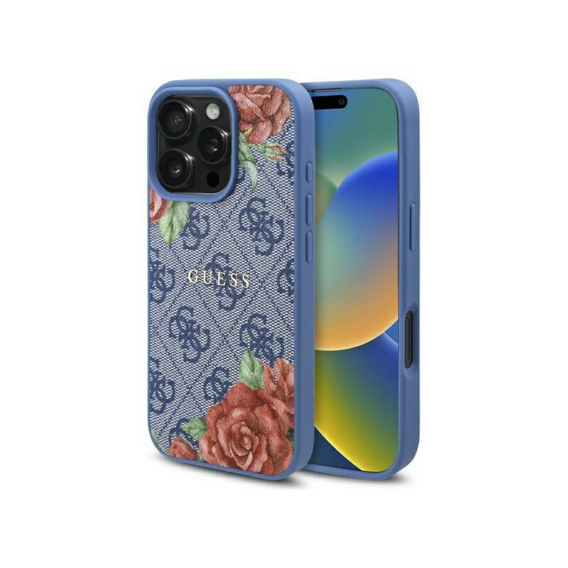 Zdjęcie do “Guess 4G Flowers Print MS niebieski - etui iPhone 16 Pro Max”.