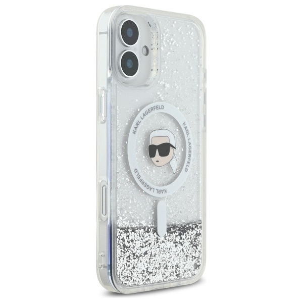 Zdjęcie do “Karl Lagerfeld Liquid Glitter Karl Head MS przezroczysty - etui iPhone 16 Plus”.