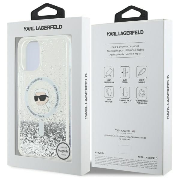 Zdjęcie do “Karl Lagerfeld Liquid Glitter Karl Head MS przezroczysty - etui iPhone 16 Plus”.