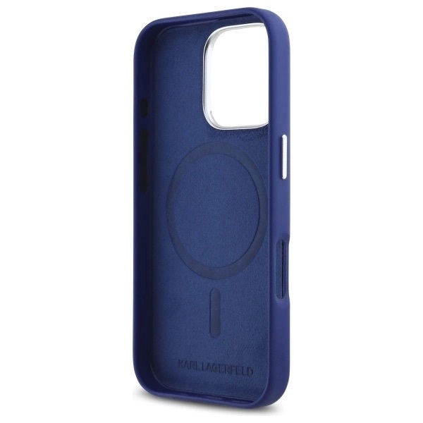 Zdjęcie do “Karl Lagerfeld FW Metal Plate MS niebieski - etui iPhone 16 Pro”.