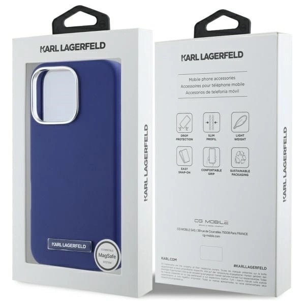 Zdjęcie do “Karl Lagerfeld FW Metal Plate MS niebieski - etui iPhone 16 Pro”.