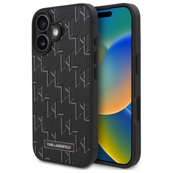 Zdjęcie do “Karl Lagerfeld Hot Stamp MS czarny - etui iPhone 16 Plus”.