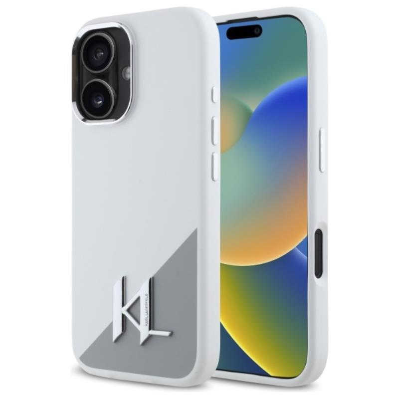Zdjęcie do “Karl Lagerfeld Silicone Initial Metal Logo MS biały - etui iPhone 16”.