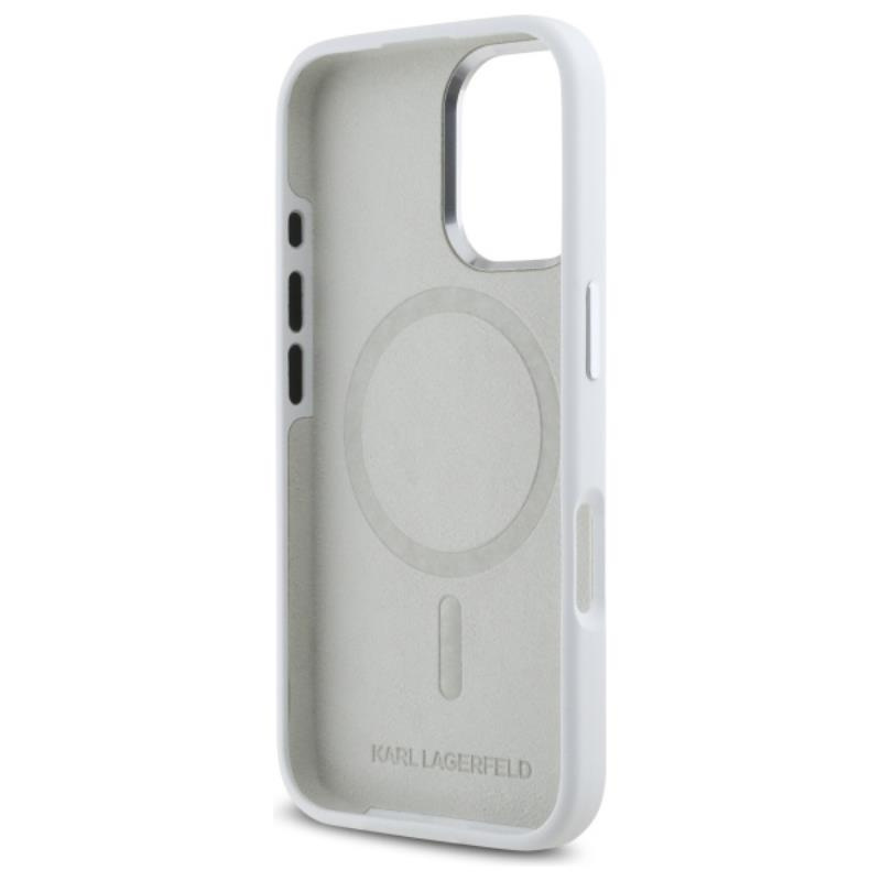 Zdjęcie do “Karl Lagerfeld Silicone Initial Metal Logo MS biały - etui iPhone 16”.