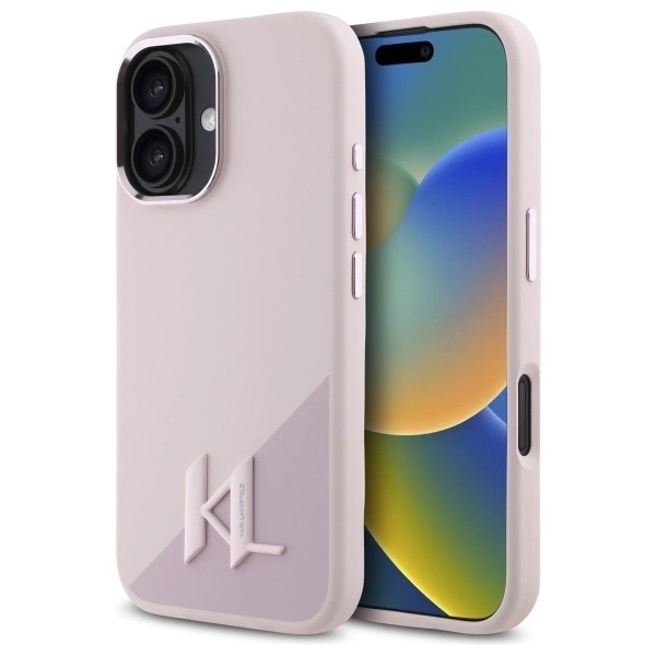 Zdjęcie do “Karl Lagerfeld Silicone Shadow Metal Initial MS różowy - etui iPhone 16”.