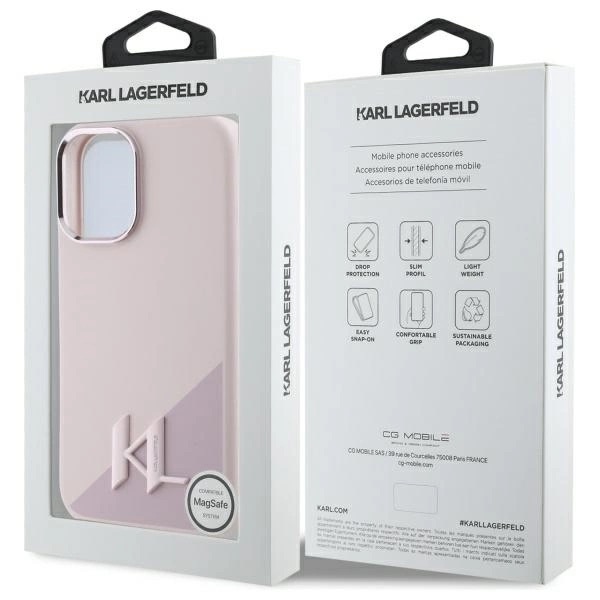 Zdjęcie do “Karl Lagerfeld Silicone Shadow Metal Initial MS różowy - etui iPhone 16”.