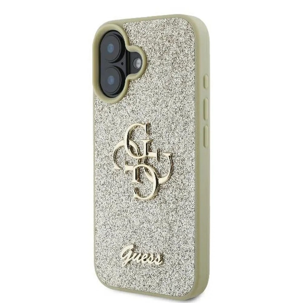 Zdjęcie do “Guess Fixed Glitter Big 4G złoty - etui iPhone 16”.