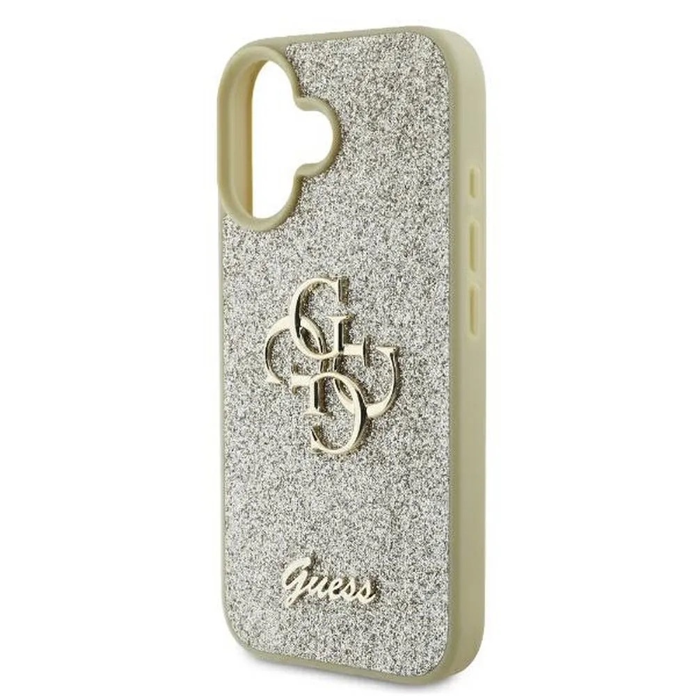 Zdjęcie do “Guess Fixed Glitter Big 4G złoty - etui iPhone 16”.