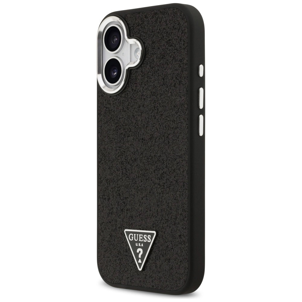 Zdjęcie do “Guess Glitter Triangle Logo MS czarny - etui iPhone 17”.