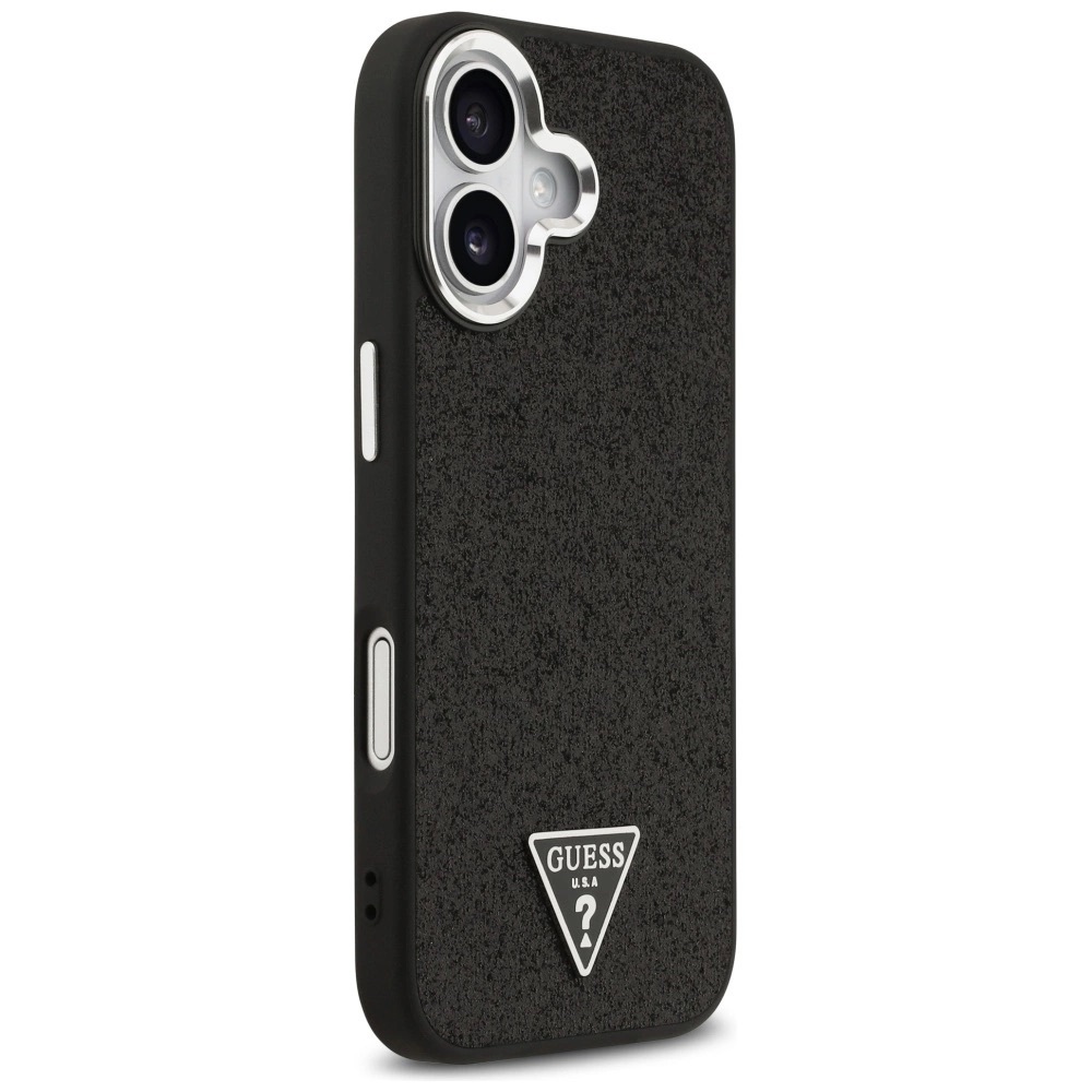 Zdjęcie do “Guess Glitter Triangle Logo MS czarny - etui iPhone 17”.
