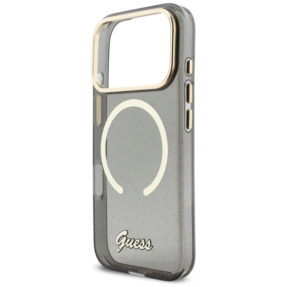 Zdjęcie do “Guess IML Glitters Script Strap MS czarny - etui iPhone 17 Pro”.