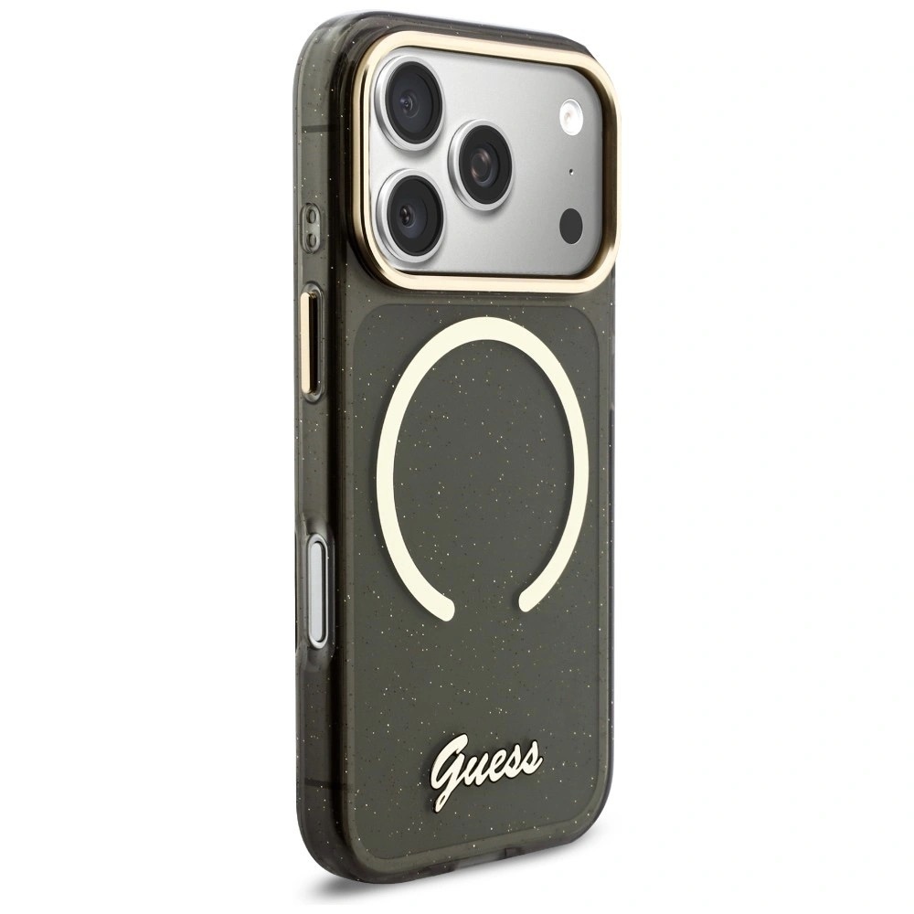 Zdjęcie do “Guess IML Glitters Script Strap MS czarny - etui iPhone 17 Pro Max”.