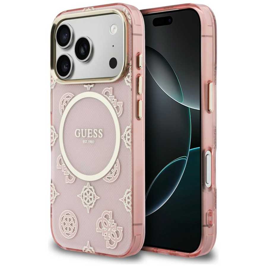 Zdjęcie do “Guess IML Peony Dot MS różowy - etui iPhone 17 Pro”.