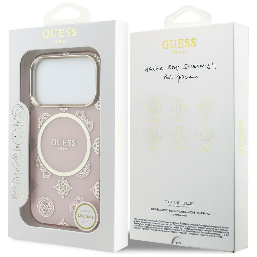 Zdjęcie do “Guess IML Peony Dot MS różowy - etui iPhone 17 Pro”.