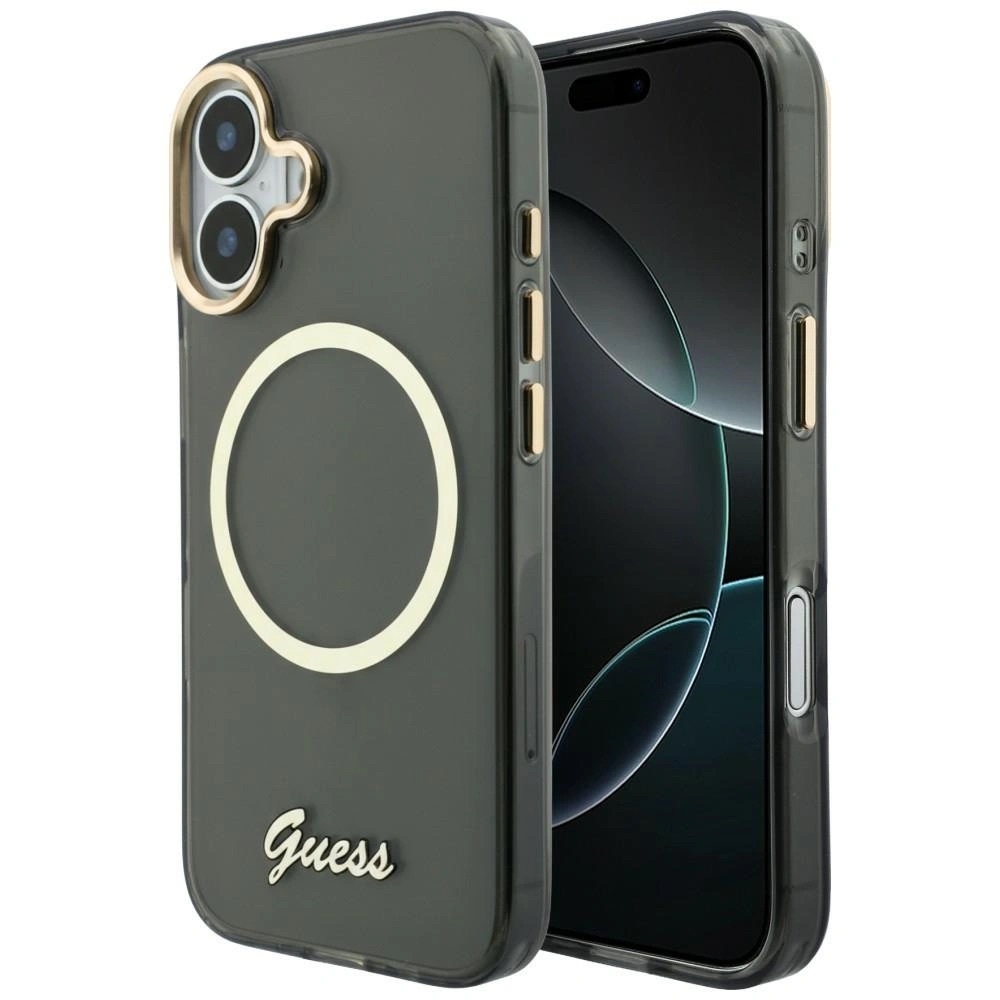 Zdjęcie do “Guess IML Script Metal MS czarny - etui iPhone 17”.