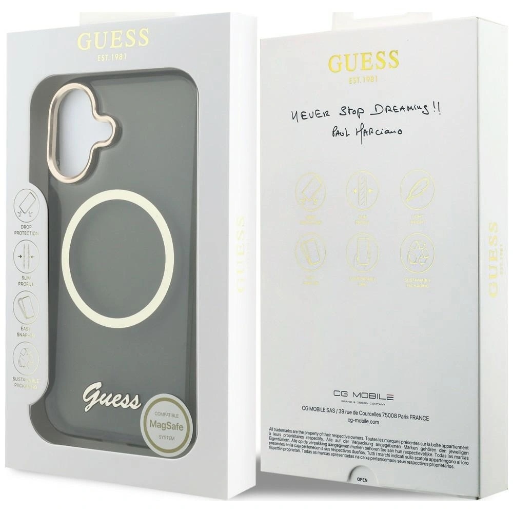 Zdjęcie do “Guess IML Script Metal MS czarny - etui iPhone 17”.