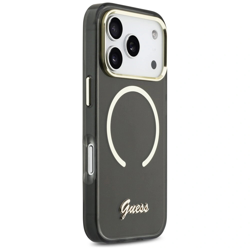 Zdjęcie do “Guess IML Script Metal MS czarny - etui iPhone 17 Pro”.