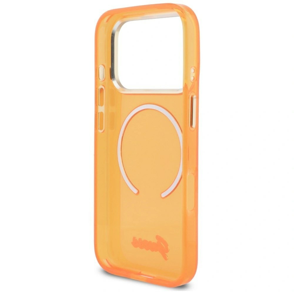 Zdjęcie do “Guess IML Script Metal MS pomarańczowy - etui iPhone 17 Pro”.