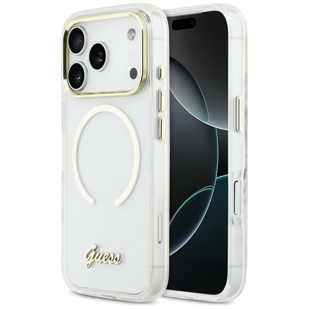 Zdjęcie do “Guess IML Script Metal MS przezroczysty - etui iPhone 17 Pro Max”.