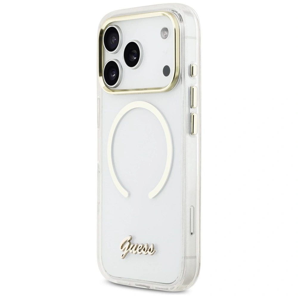 Zdjęcie do “Guess IML Script Metal MS przezroczysty - etui iPhone 17 Pro Max”.