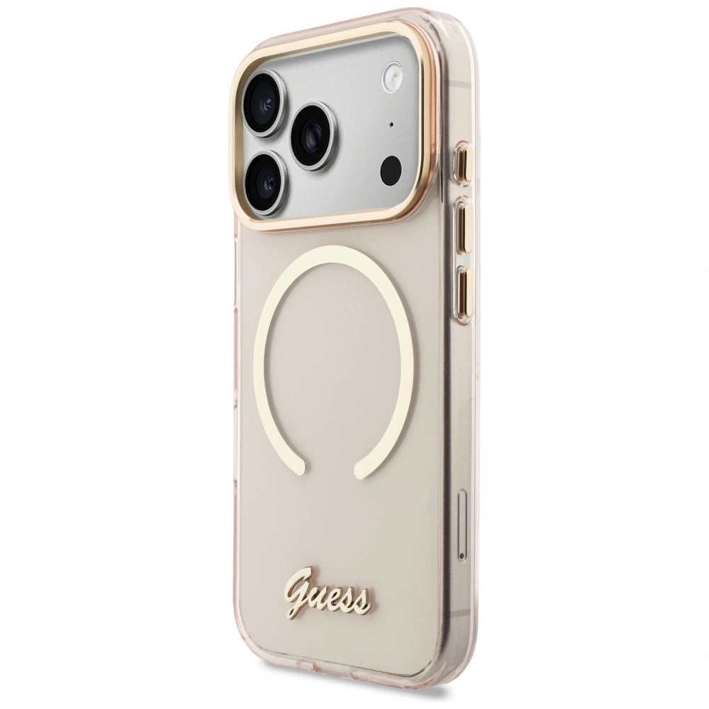 Zdjęcie do “Guess IML Script Metal MS różowy - etui iPhone 17 Pro Max”.