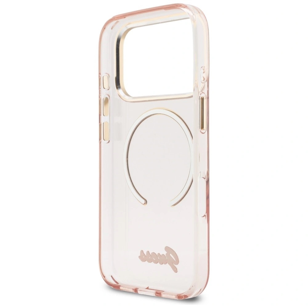 Zdjęcie do “Guess IML Script Metal MS różowy - etui iPhone 17 Pro Max”.