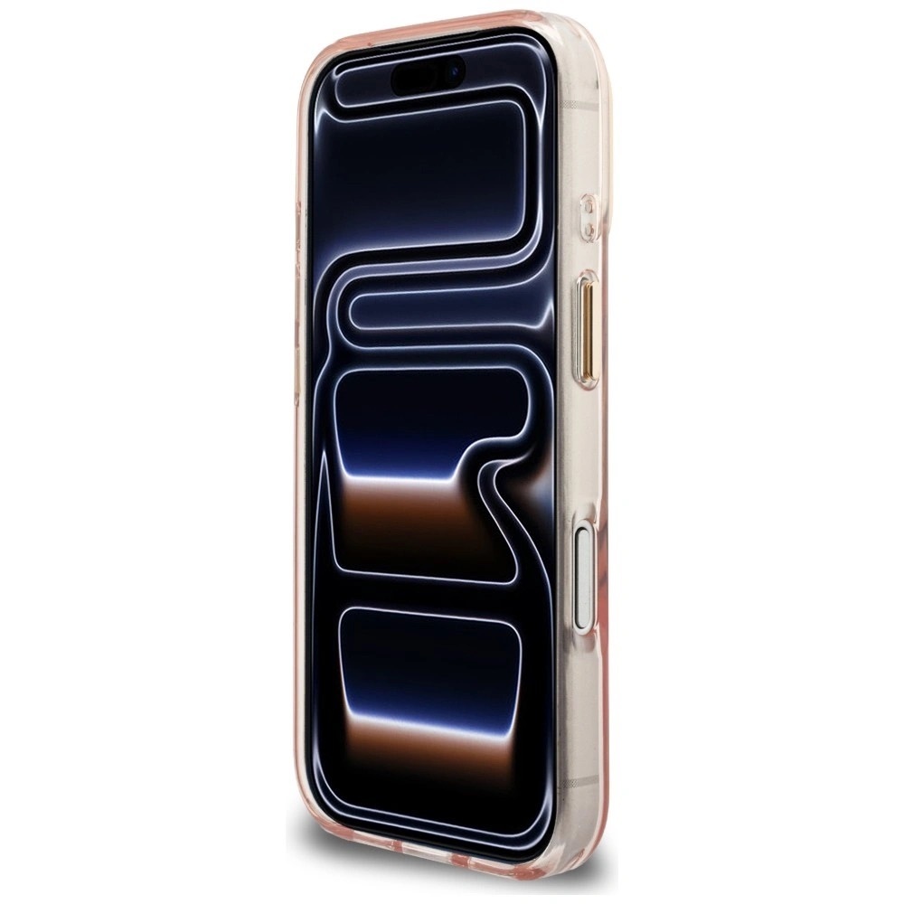 Zdjęcie do “Guess IML Script Metal MS różowy - etui iPhone 17 Pro”.