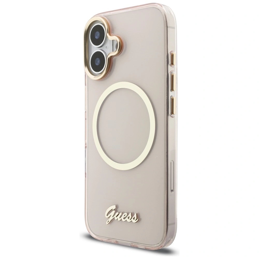 Zdjęcie do “Guess IML Script Metal MS różowy - etui iPhone 17”.