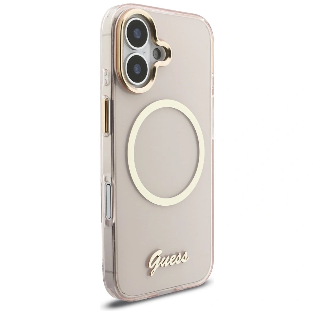 Zdjęcie do “Guess IML Script Metal MS różowy - etui iPhone 17”.