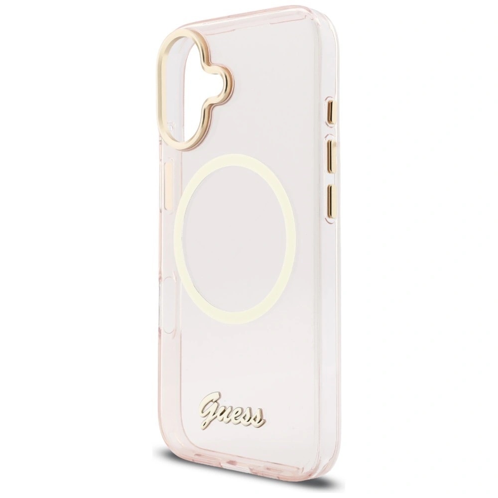 Zdjęcie do “Guess IML Script Metal MS różowy - etui iPhone 17”.