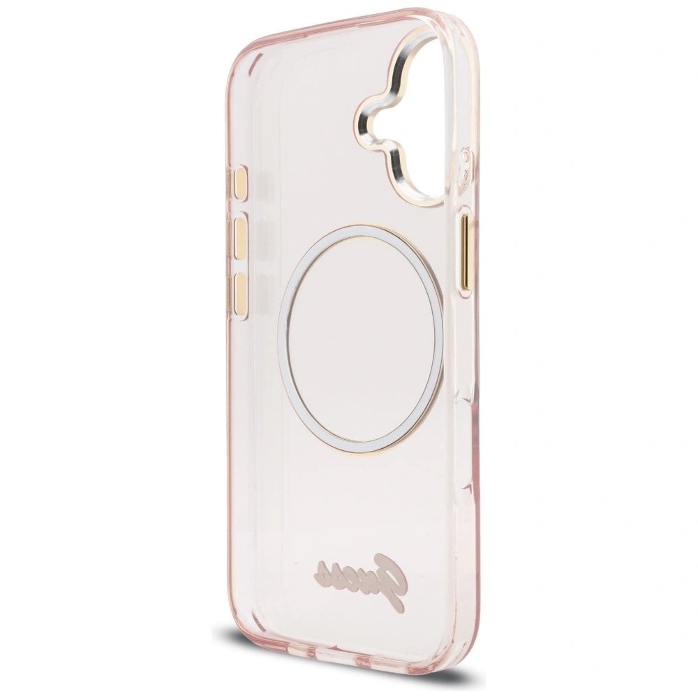 Zdjęcie do “Guess IML Script Metal MS różowy - etui iPhone 17”.