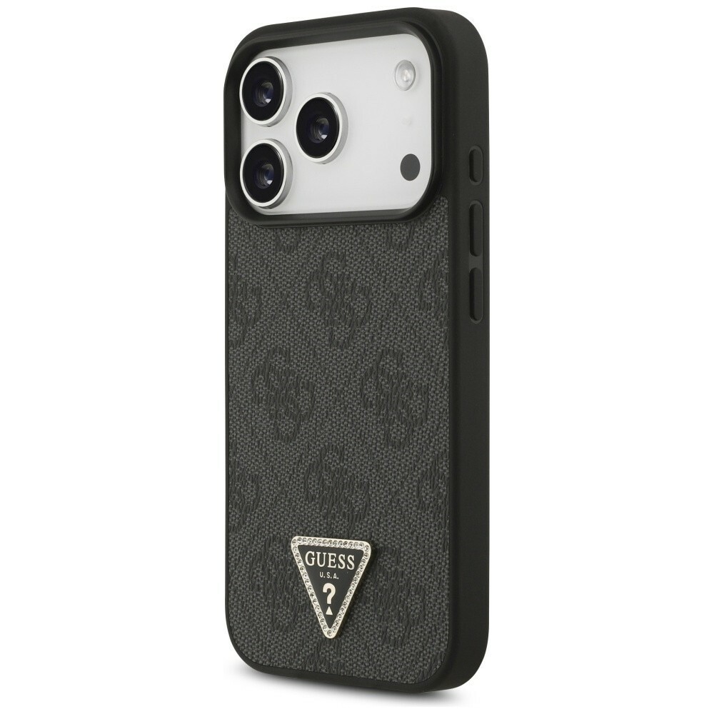 Zdjęcie do “Guess Leather 4G Triangle Strass MS czarny - etui iPhone 17 Pro”.
