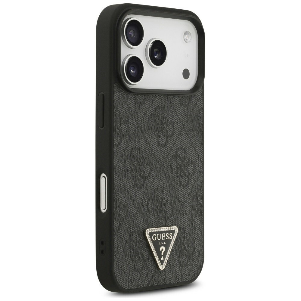 Zdjęcie do “Guess Leather 4G Triangle Strass MS czarny - etui iPhone 17 Pro”.