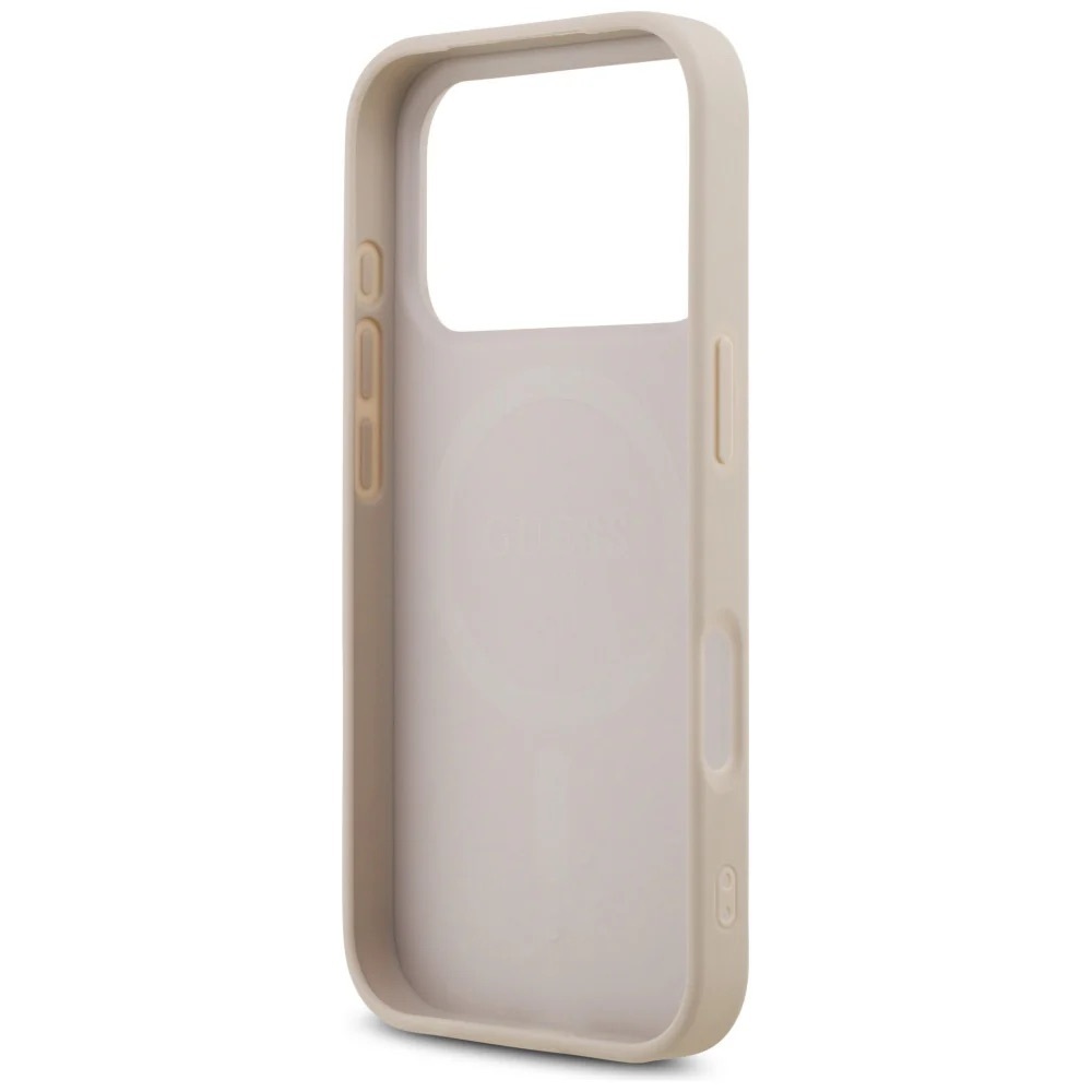 Zdjęcie do “Guess Leather 4G Triangle Strass MS różowy - etui iPhone 17 Pro Max”.