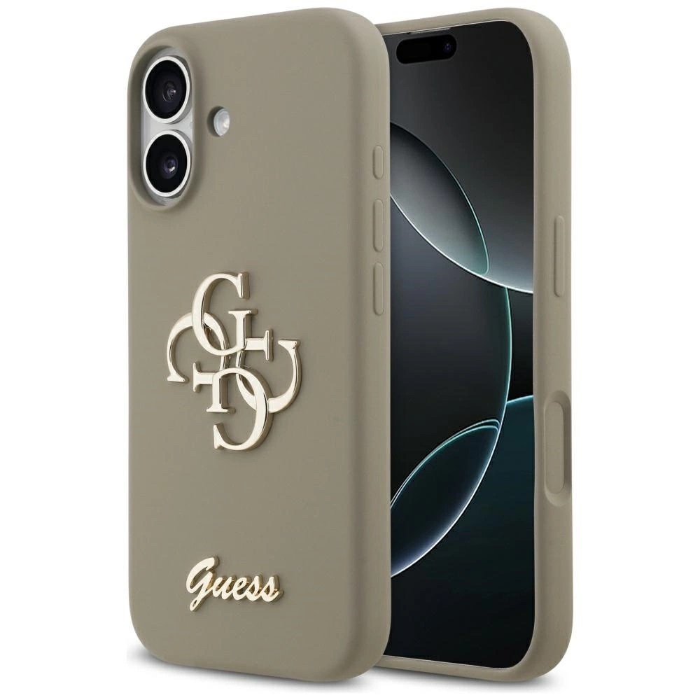 Zdjęcie do “Guess Silicone Big 4G Script brązowy - etui iPhone 17”.