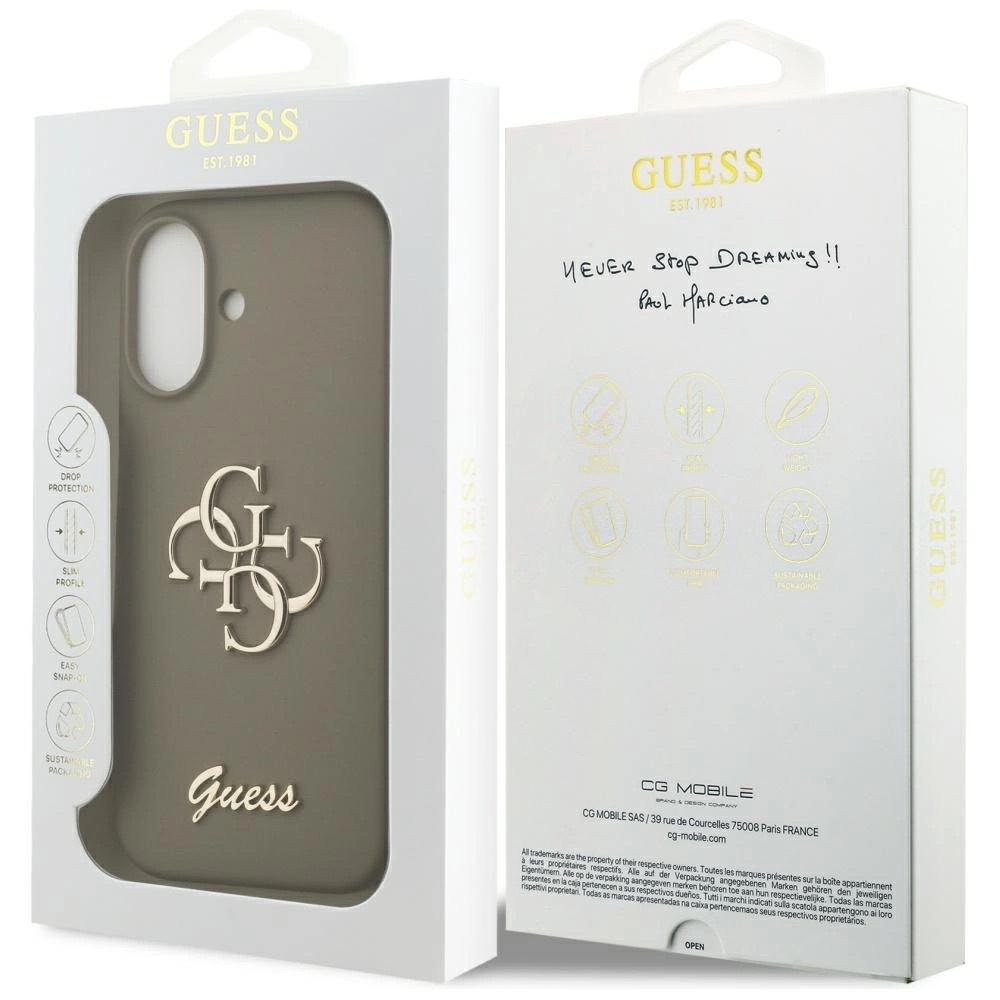 Zdjęcie do “Guess Silicone Big 4G Script brązowy - etui iPhone 17”.