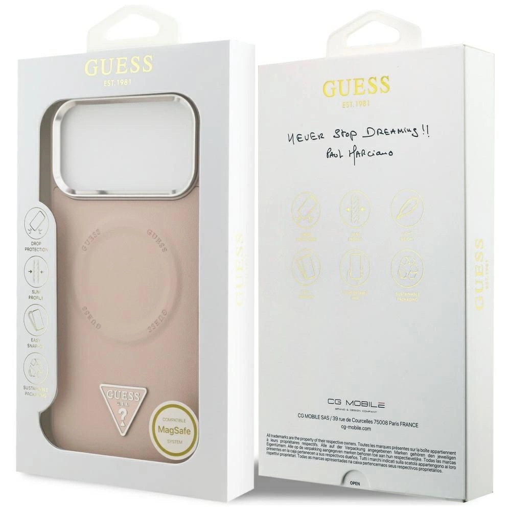 Zdjęcie do “Guess Triangle Logo MS różowy - etui iPhone 17 Pro Max”.