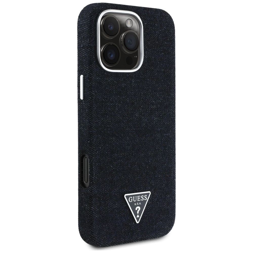 Zdjęcie do “Guess Denim Triangle Logo MS czarny - etui iPhone 16 Pro”.