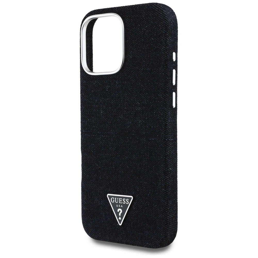 Zdjęcie do “Guess Denim Triangle Logo MS czarny - etui iPhone 16 Pro”.
