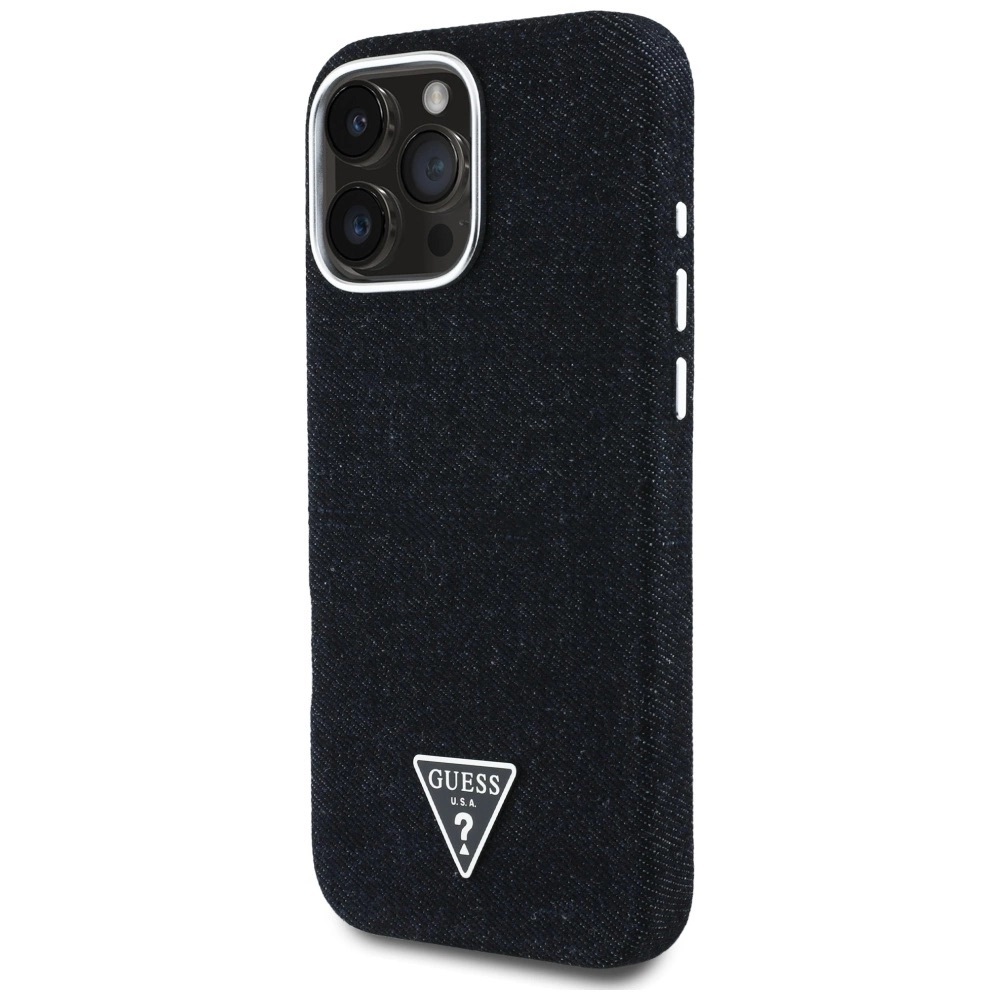 Zdjęcie do “Guess Denim Triangle Logo MS czarny - etui iPhone 16 Pro Max”.