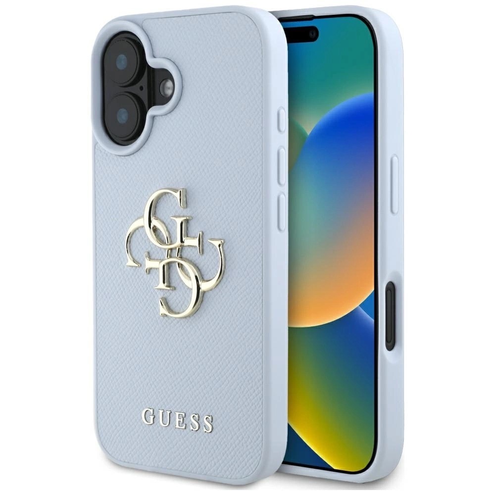 Zdjęcie do “Guess Grained Big 4G Logo Small niebieski - etui iPhone 16”.