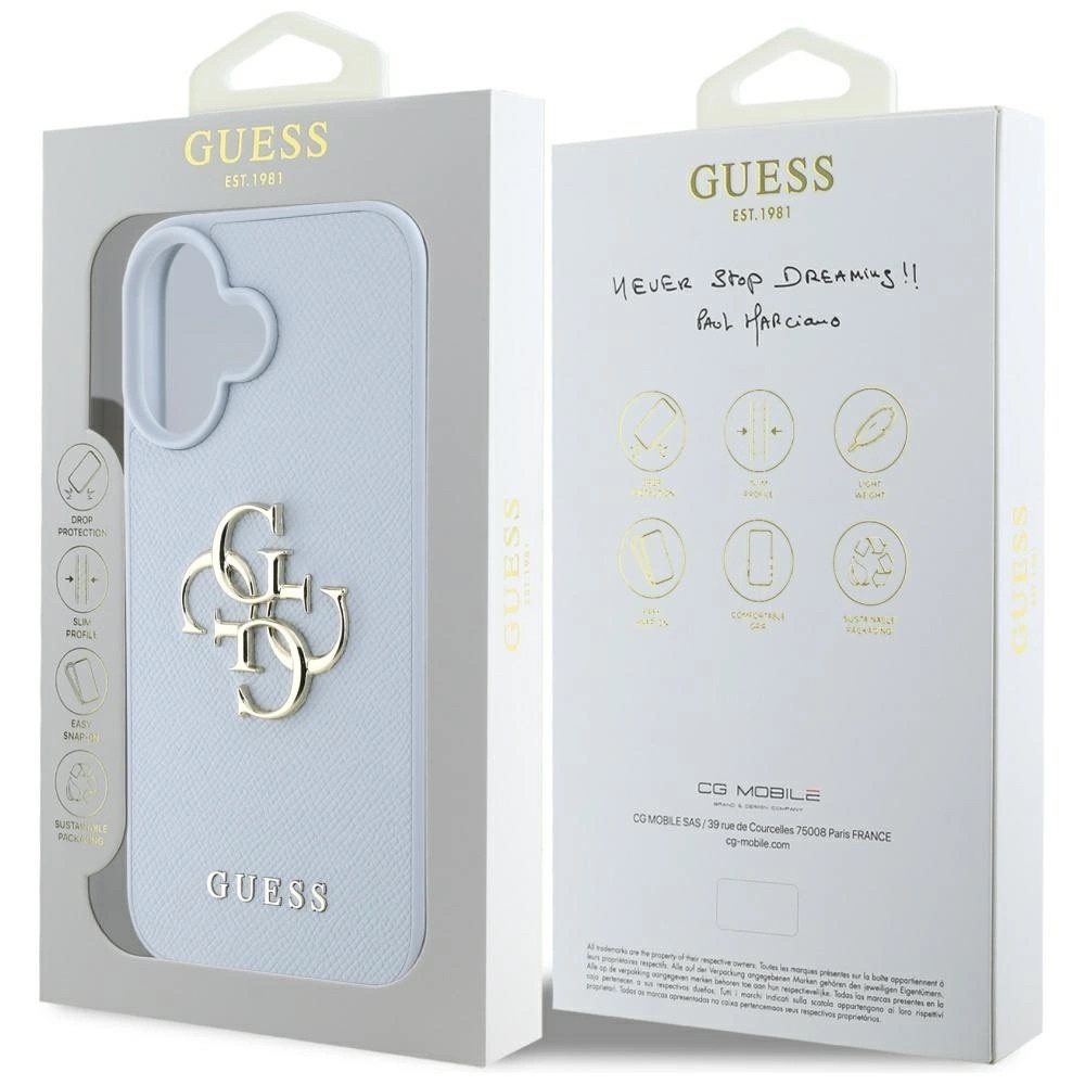 Zdjęcie do “Guess Grained Big 4G Logo Small niebieski - etui iPhone 16”.