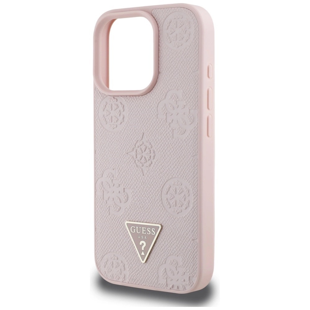 Zdjęcie do “Guess Grained Hot Stamp Peony Triangle Logo MS różowy - etui iPhone 16 Pro”.